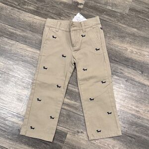 NWT Janie and Jack dachshund embroidered khaki pants